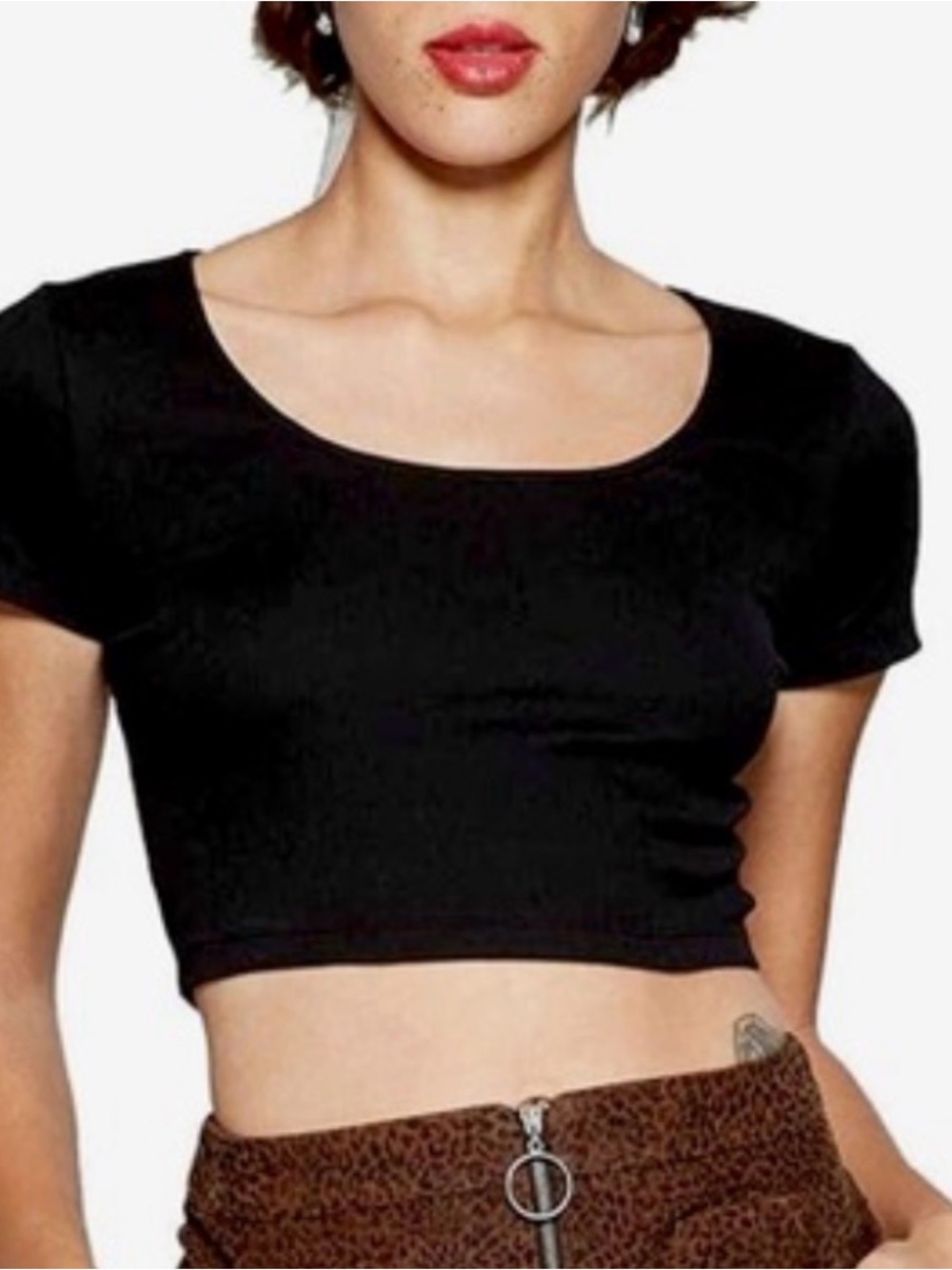 wild fable Black Scoop Neck Crop Top